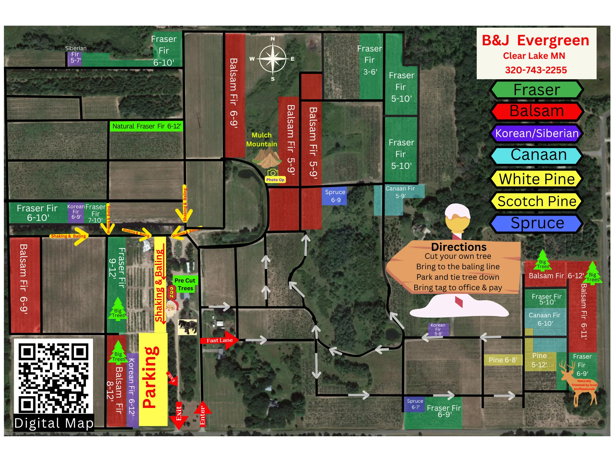 Field map of the B&J Evergreen Clear Lake Christmas tree farm